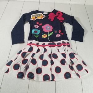 Foral Polka Dot Long Sleeved Dress Size 3-4Y NWT